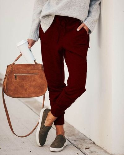 Jersey Casual Plain Pants - Just Fashion Now - Modalova