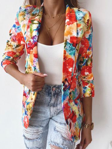 Casual Shawl Collar Floral Blazer - Just Fashion Now - Modalova