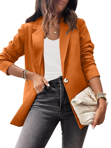 Casual Plain Loose Blazer - Just Fashion Now - Modalova