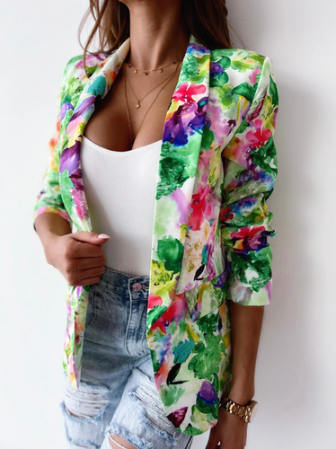 Casual Shawl Collar Floral Blazer - Just Fashion Now - Modalova