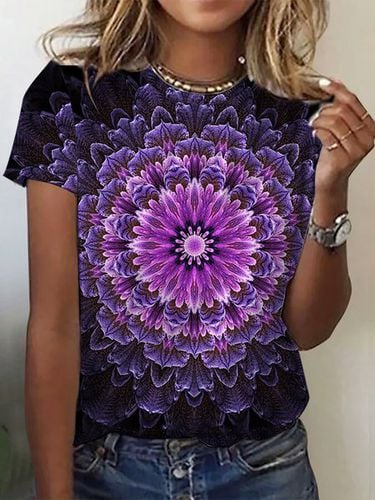 Women's Floral Printing Knitted Crew Neck Daily Going Out Casual Top - Just Fashion Now - Modalova