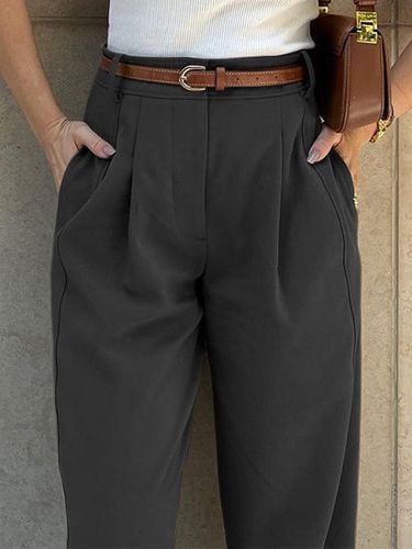 Urban Loose High Waist Belt Foot Suit Pants - Just Fashion Now - Modalova