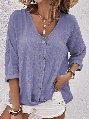 Casual V Neck Shirt - Just Fashion Now - Modalova