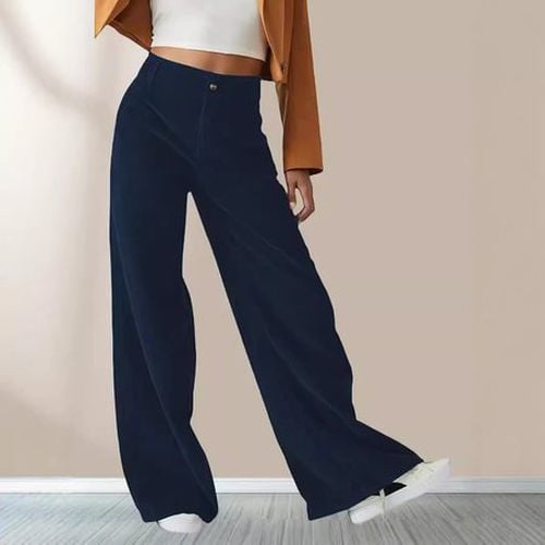 Women's H-Line Straight Pants Daily Going Out Pants Black Casual Buckle Plain Spring/Fall Pants - Just Fashion Now - Modalova