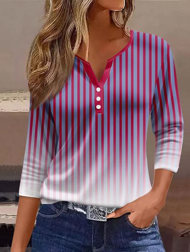 Loose Casual Striped Jersey T-Shirt - Just Fashion Now - Modalova