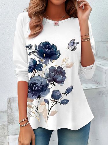 Floral Print Casual T-Shirt - Just Fashion Now - Modalova