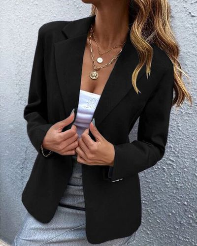 Loose Casual Lapel Collar Plain Blazer - Modetalente - Modalova