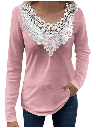 Lace Jersey Casual Blouse - Just Fashion Now - Modalova