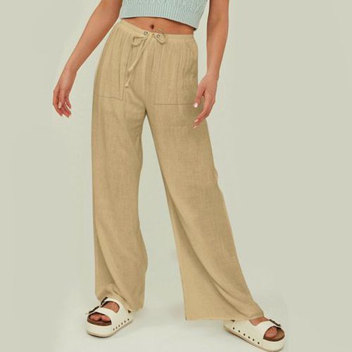 Women's Elastic Waist H-Line Straight Pants Daily Going Out Pants Black Casual Plain Spring/Fall Pants - Just Fashion Now - Modalova