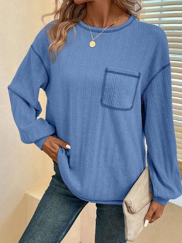 Casual Loose Crew Neck Plain T-Shirt - Just Fashion Now - Modalova