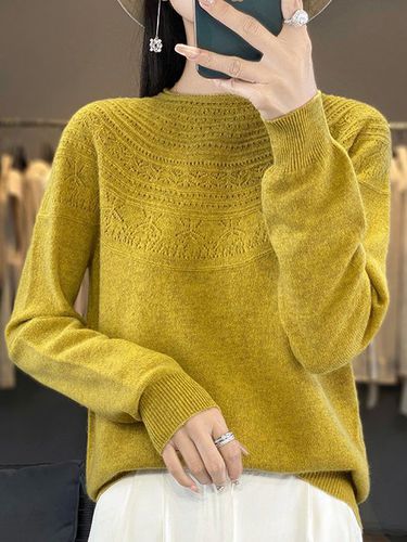 Crew Neck Wool/Knitting Casual Sweater - Just Fashion Now - Modalova