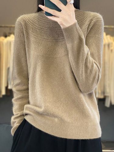 Crew Neck Wool/Knitting Casual Sweater - Just Fashion Now - Modalova