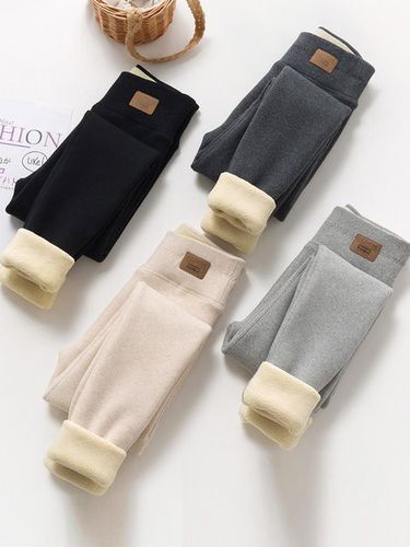 Plain Casual Fleece Knitted Leggings - Just Fashion Now - Modalova