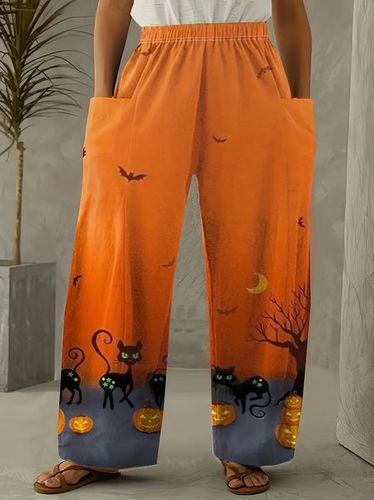 Casual Halloween Cotton And Linen Loose Pants - Just Fashion Now - Modalova