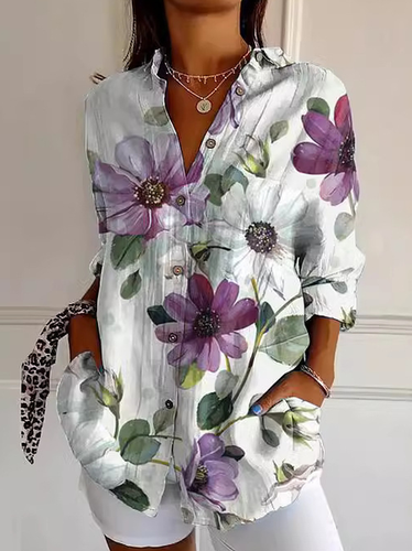 Casual Shirt Collar Floral Shirt - Just Fashion Now - Modalova