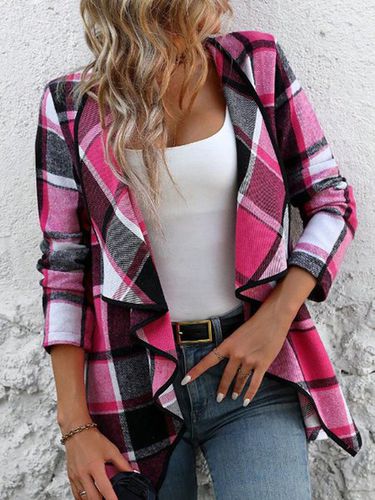 Plaid Loose Casual Jacket - Just Fashion Now - Modalova