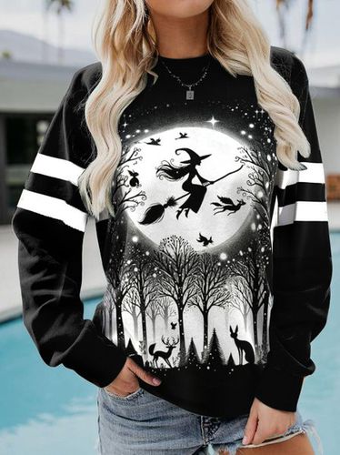 Halloween Casual Loose Crew Neck Sweatshirt - Just Fashion Now - Modalova