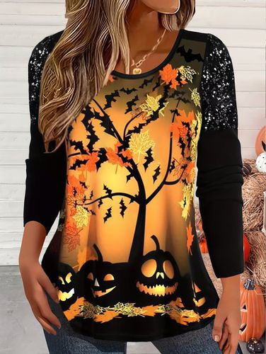 Casual Halloween Jersey Loose T-Shirt - Just Fashion Now - Modalova