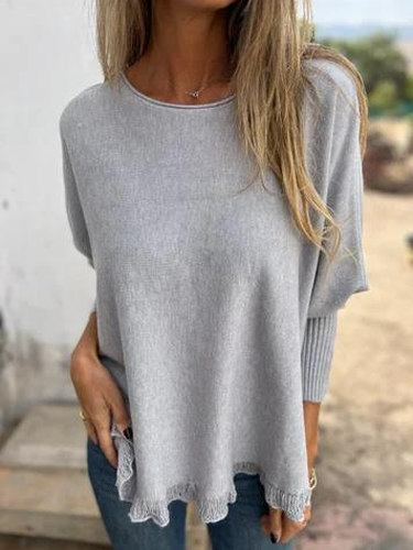 Loose Crew Neck Wool/Knitting Casual Sweater - Just Fashion Now - Modalova