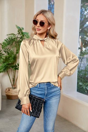 Women's Long Sleeve Blouse Spring/Fall Army Green Plain Crew Neck Daily Going Out Casual Top - Just Fashion Now - Modalova