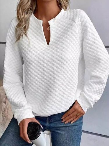 Casual Plain Notched Sweatshirt - Just Fashion Now - Modalova