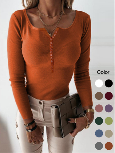 Plain Crew Neck Casual Sweater - Just Fashion Now - Modalova