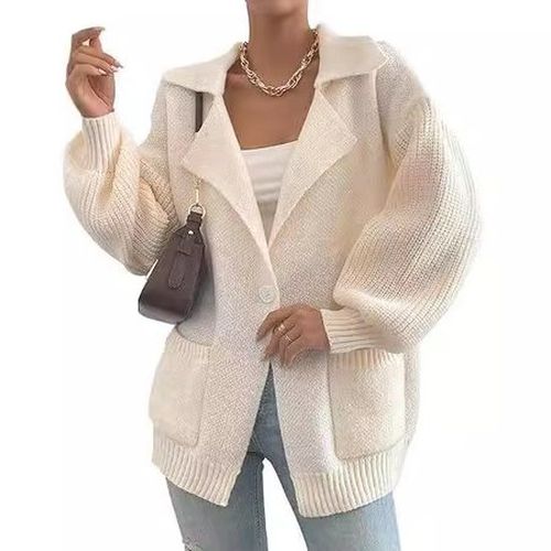 Casual Lapel Collar Loose Wool/Knitting Cardigan - Just Fashion Now - Modalova