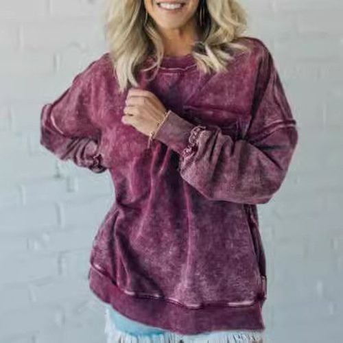 Plain Casual Crew Neck Sweatshirt - Just Fashion Now - Modalova