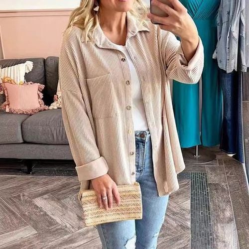 Loose Plain Casual Jacket With No - Just Fashion Now - Modalova