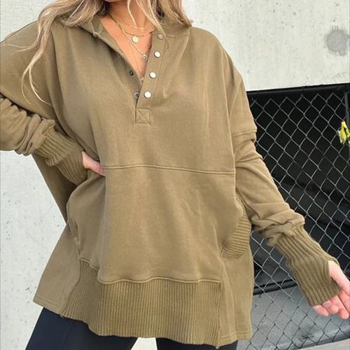 Plain Casual Loose Hoodie - Just Fashion Now - Modalova