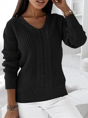 Casual Yarn/Wool Yarn Loose Plain Sweater - Just Fashion Now - Modalova