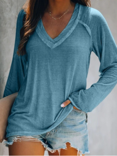 Casual Jersey Plain Blouse - Just Fashion Now - Modalova