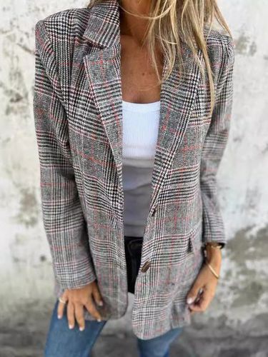 Plaid Casual Button Suit - Just Fashion Now - Modalova