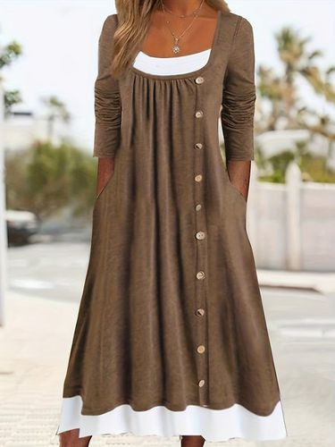 Crew Neck Casual Dress With No - Just Fashion Now - Modalova