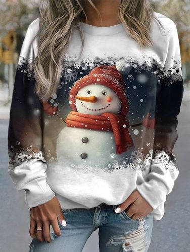 Christmas Casual Crew Neck Loose Snowflake Sweatshirt - Just Fashion Now - Modalova