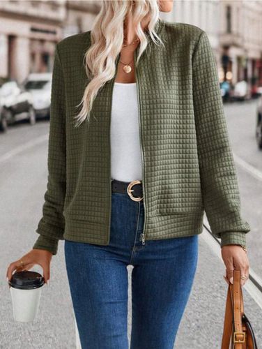 Casual Plain Jacket - Just Fashion Now - Modalova