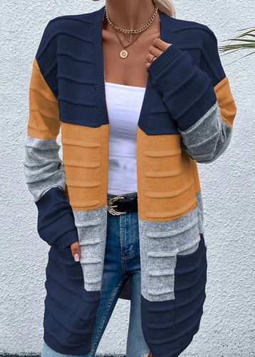 Casual Color Block Wool/Knitting Cardigan - Just Fashion Now - Modalova