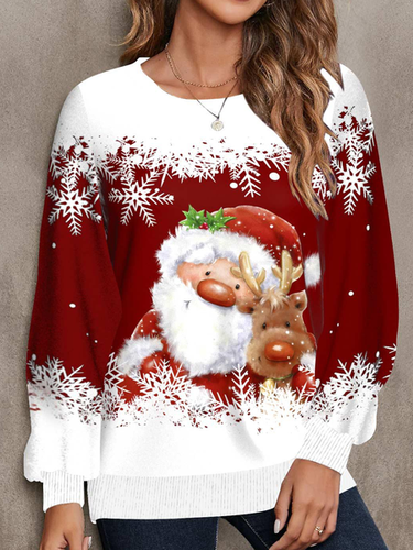 Crew Neck Christmas Casual Sweatshirt - Just Fashion Now - Modalova