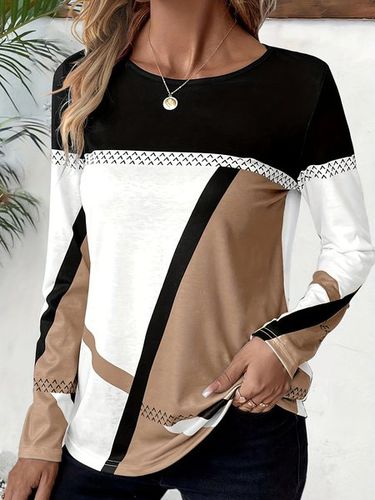 Crew Neck Casual Loose Blouse - Just Fashion Now - Modalova