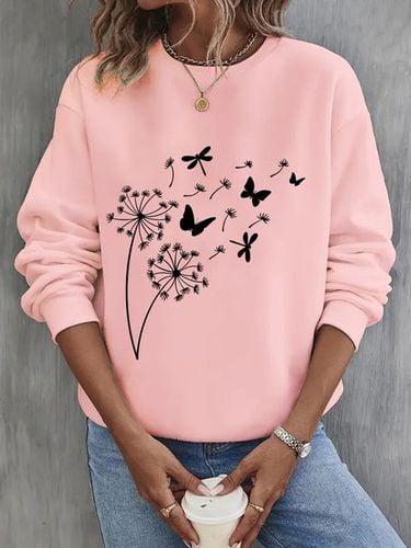 Crew Neck Cotton Casual Dandelion Sweatshirt - Just Fashion Now - Modalova