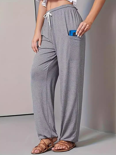 Loose Plain Casual Jersey Pants - Just Fashion Now - Modalova