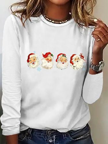 Retro Santa Christmas Casual Long Sleeve Shirt - Just Fashion Now - Modalova