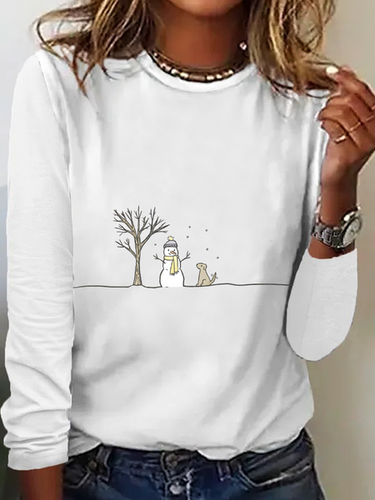 Christmas Snowman Casual Long Sleeve Shirt - Just Fashion Now - Modalova