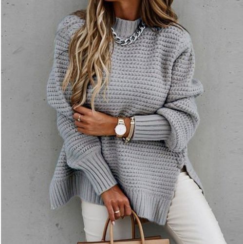 Casual Loose Plain Turtleneck Sweater - Just Fashion Now - Modalova