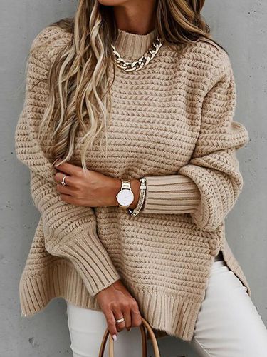 Casual Plain Loose Yarn/Wool Yarn Sweater - Just Fashion Now - Modalova