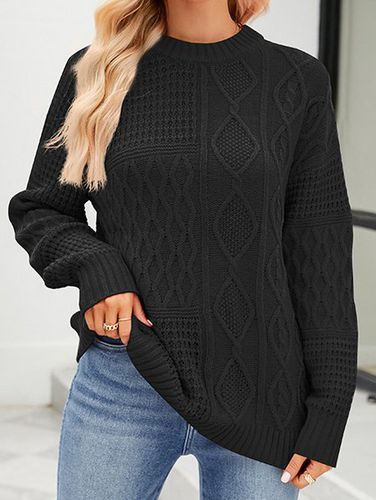 Plain Casual Yarn/Wool Yarn Crew Neck Sweater - Just Fashion Now - Modalova