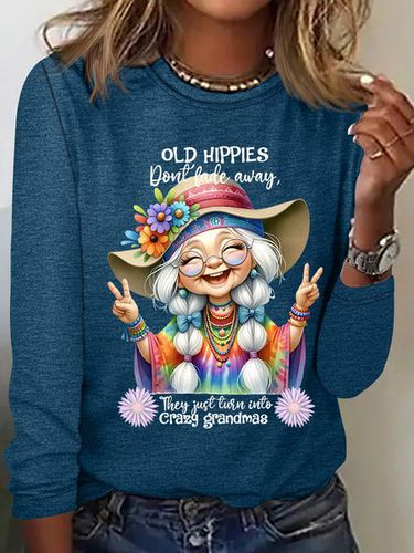 Grandma Old Hippies Casual Long Sleeve Shirt - Just Fashion Now - Modalova