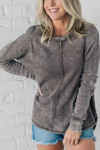 Women's Long Sleeve T-shirt Spring/Fall Black Plain Crew Neck Daily Going Out Casual Top - Just Fashion Now - Modalova