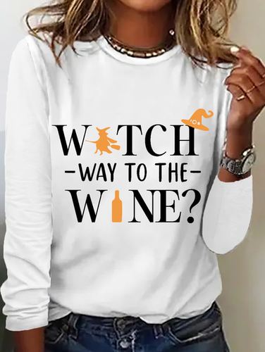 Halloween Witch Way To The Wine T-shirt - Just Fashion Now - Modalova