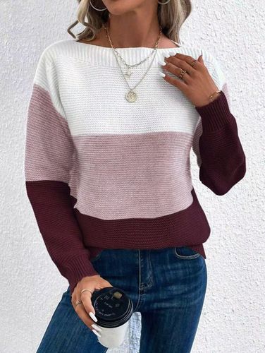 Color Block Loose Casual Sweater - Just Fashion Now - Modalova